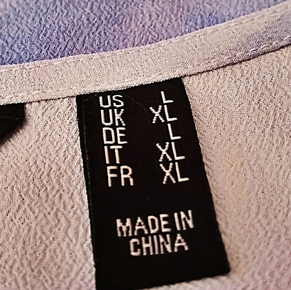 Du Jour Lg White and Gray Tie Dye Square Ruffled Neckline Swing Hem Nwot Blous - Picture 7 of 10